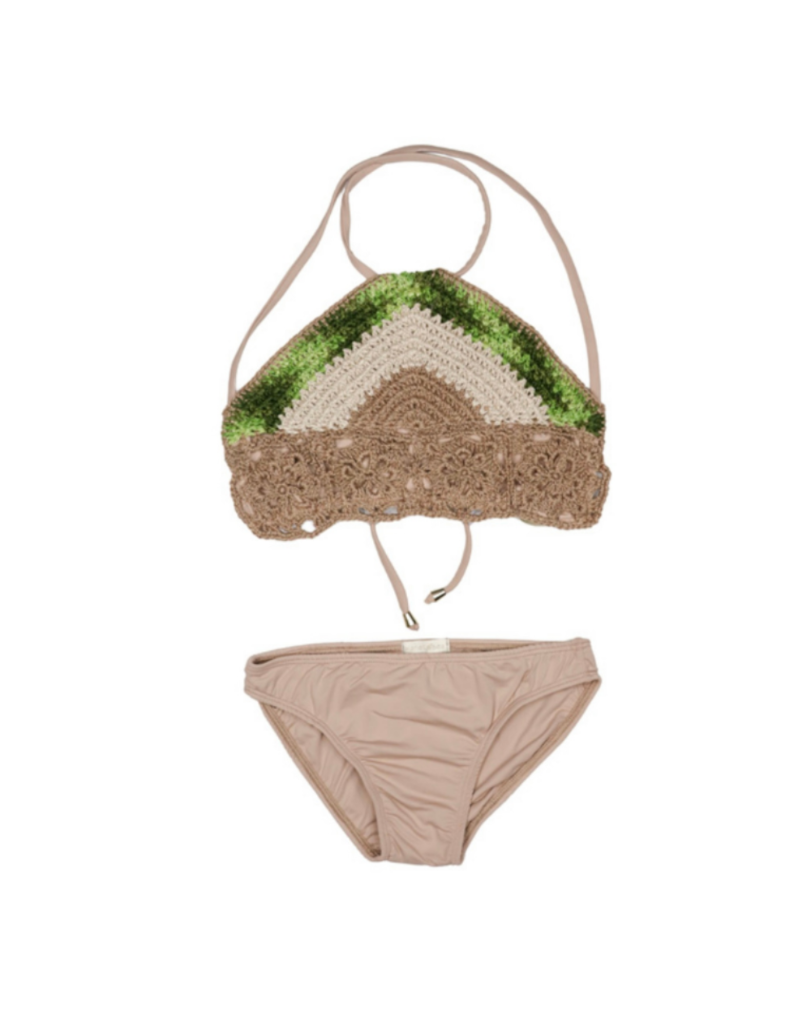 2 PC Tan Halter Crochet