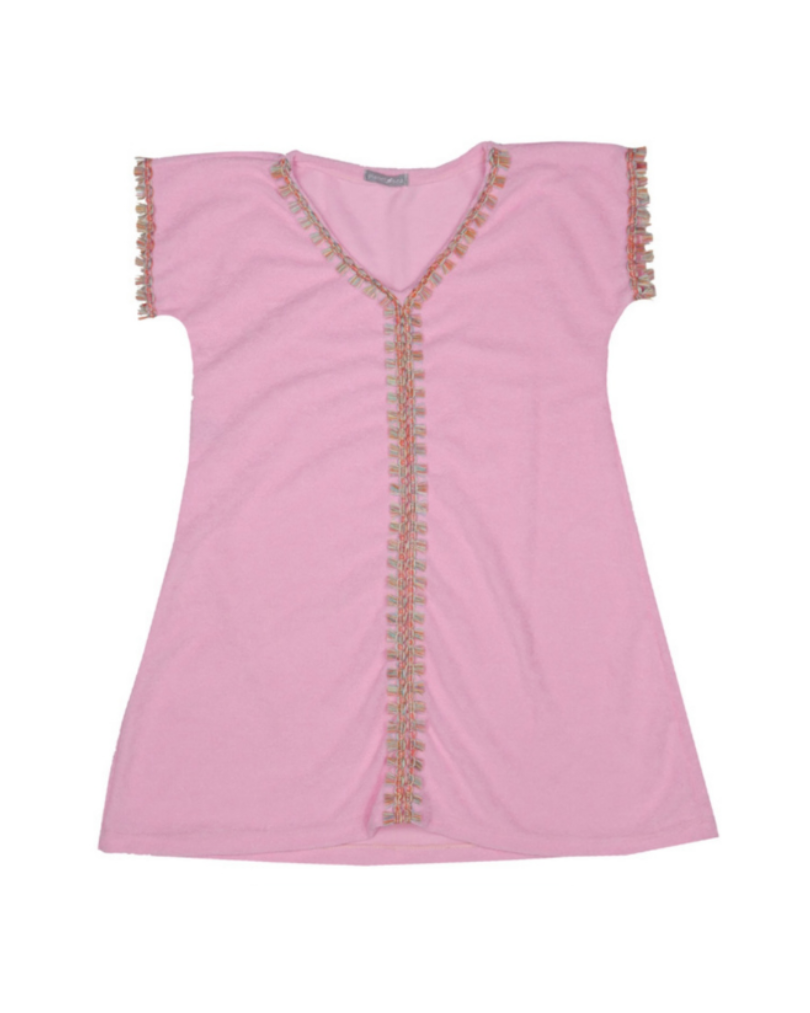 Pink Terry Cover Up Multi Fringes