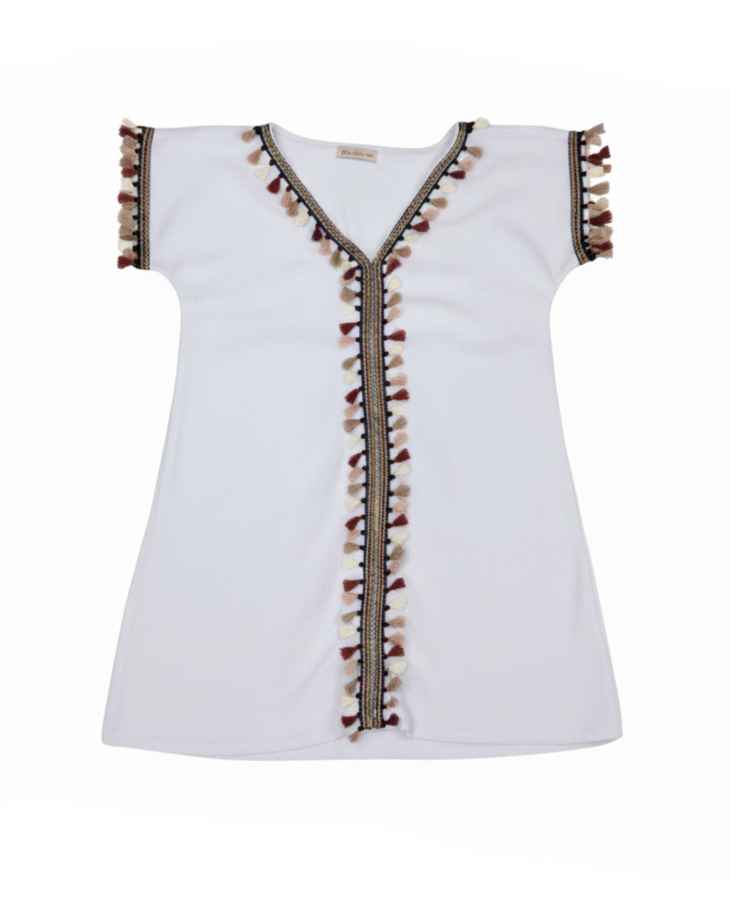 WHITE TERRY COVER WITH FRINGES