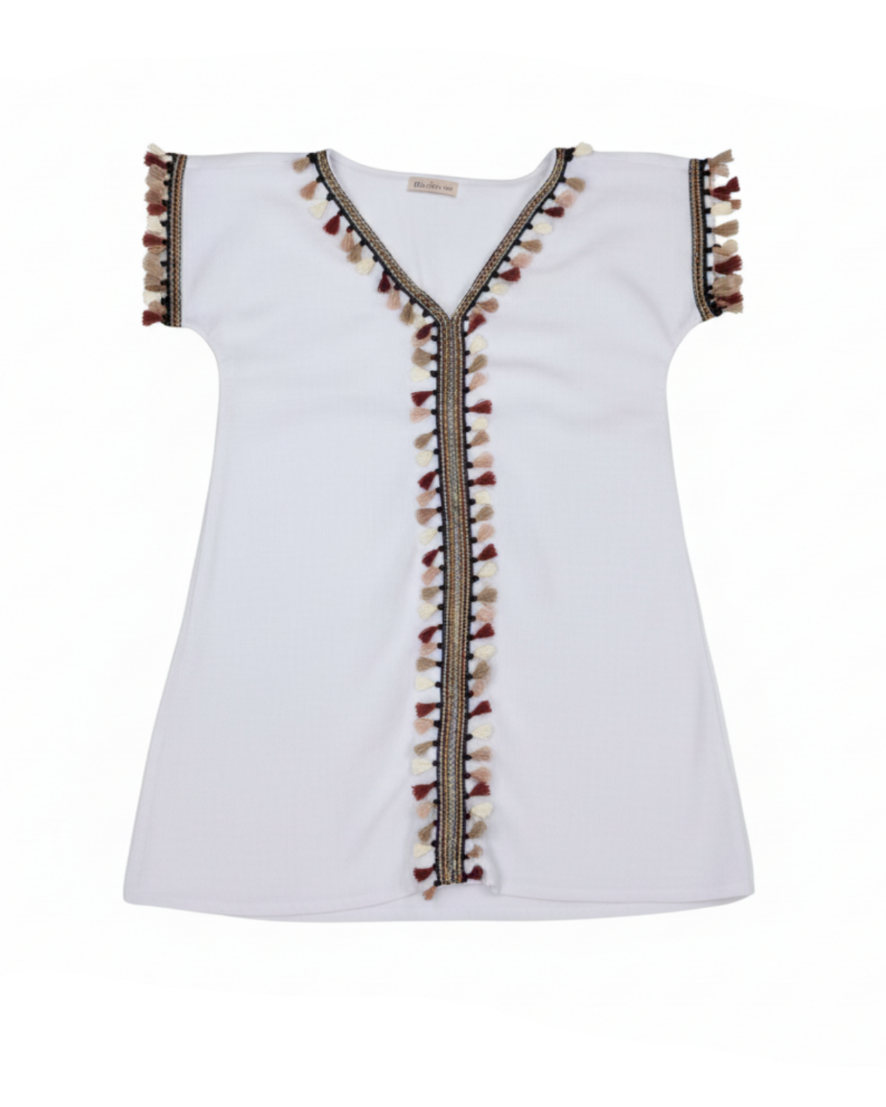 WHITE TERRY COVER WITH FRINGES