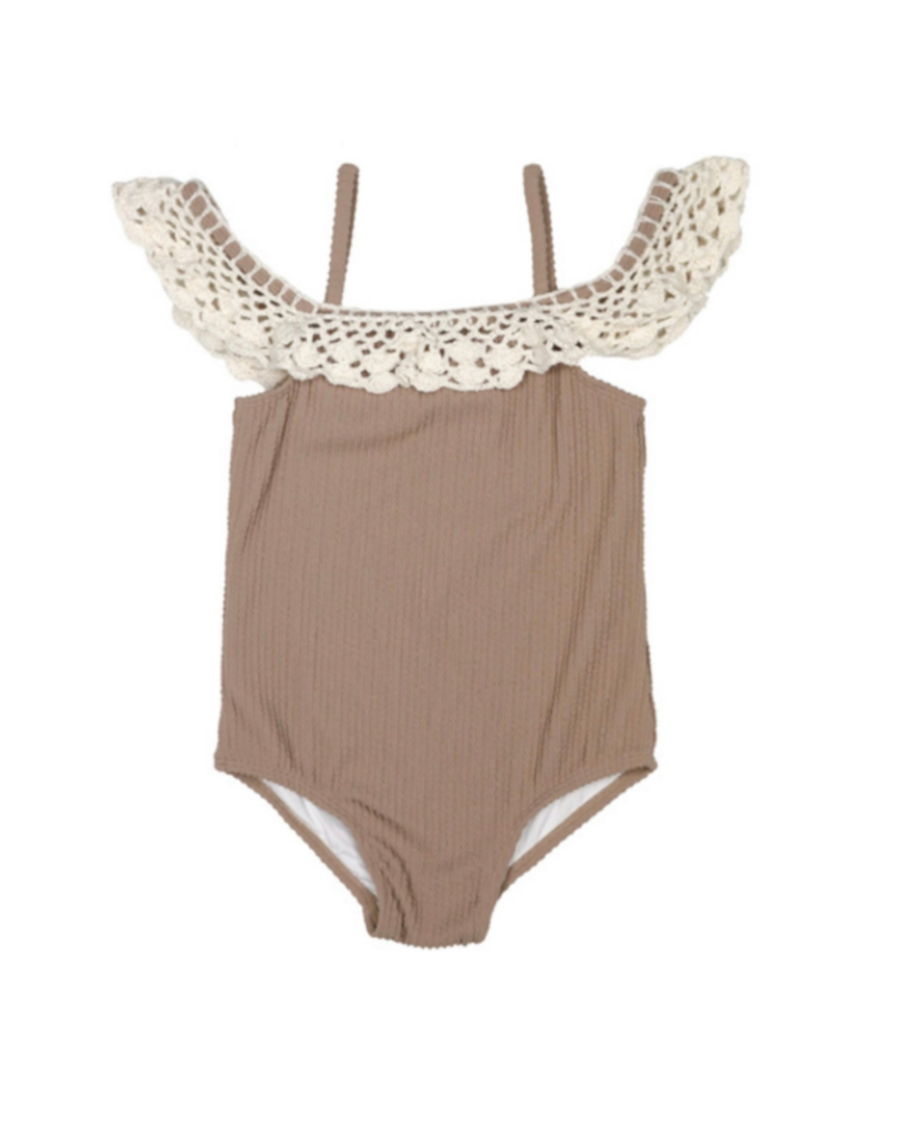 1 PC Tan Crochet Detail