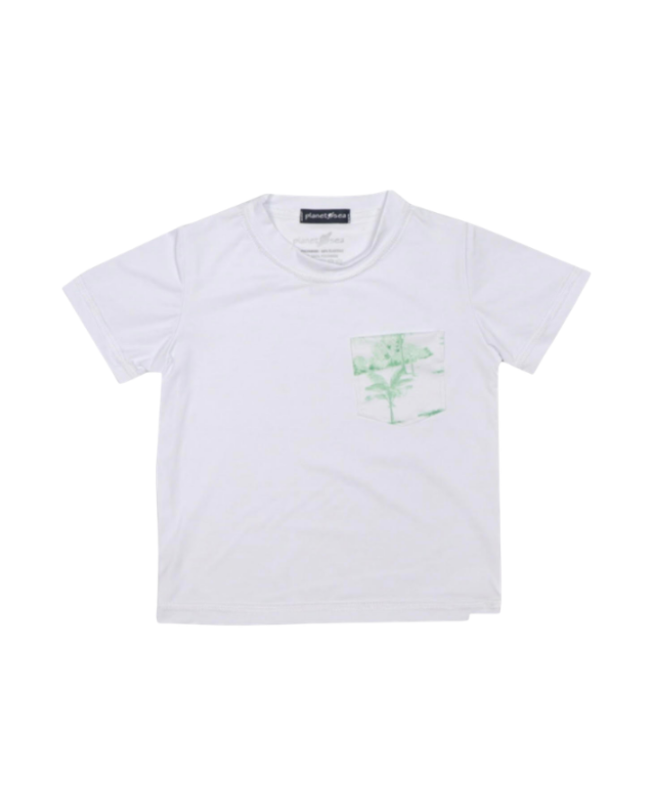 OFF WHITE SHORT SLEEVE RASHGUARD WITH POCKET GREEN GINGHAM