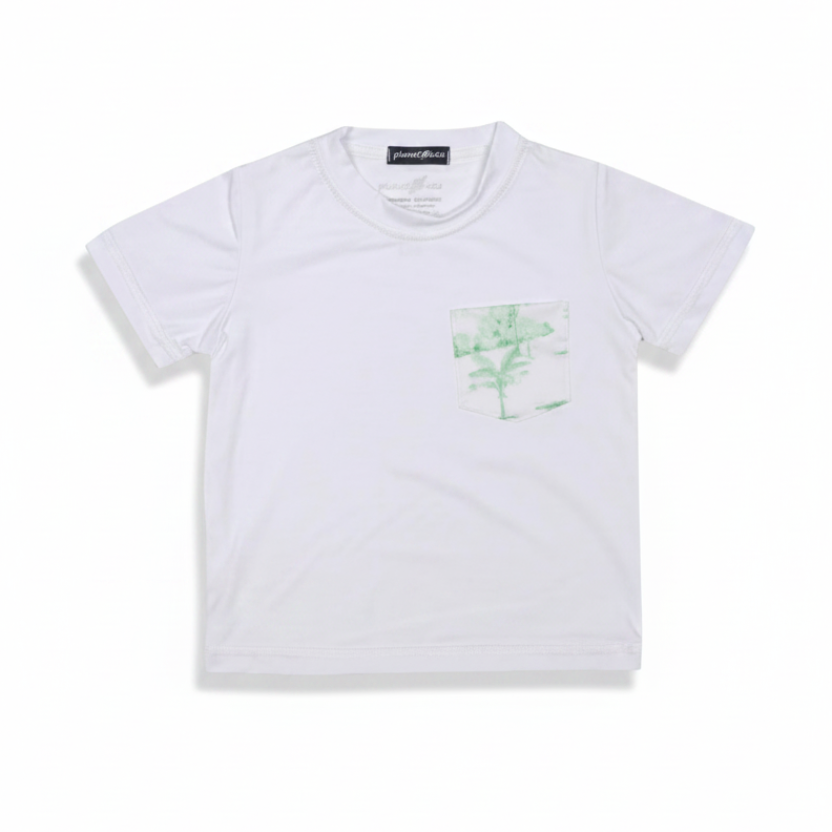 WHITE SHORT SLEEVE RASHGUARD WITH POCKET KAUAI MINT