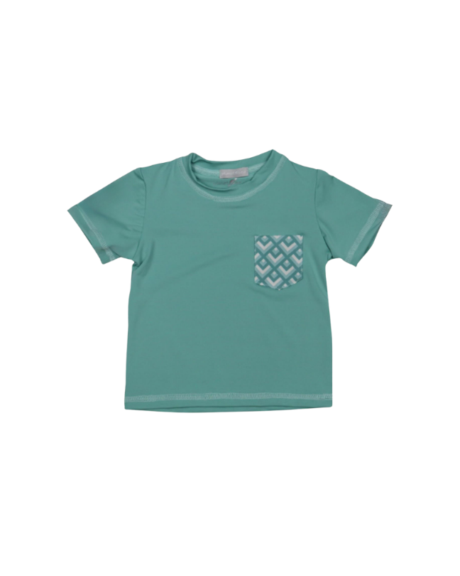 GREEN SHORT SLEEVE RASHGUARD WITH POCKET CHEVRON GREEN