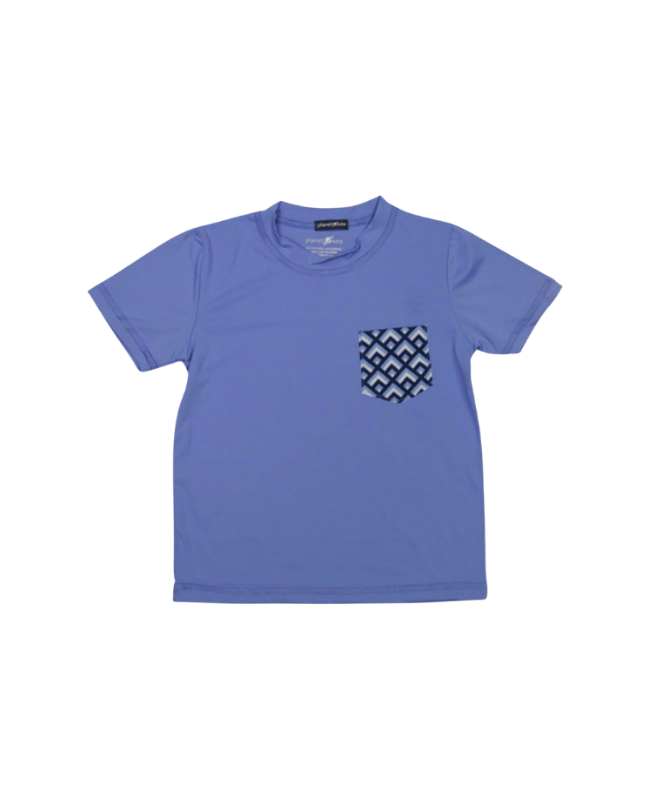 BLUE SHORT SLEEVE RASHGUARD WITH POCKET