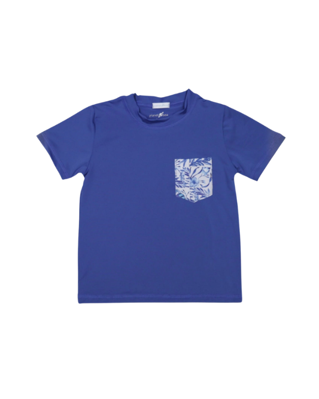BLUE SHORT SLEEVE RASHGUARD WITH POCKET TOUCAN