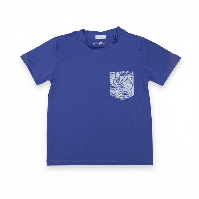 BLUE SHORT SLEEVE RASHGUARD WITH
POCKET TOUCAN