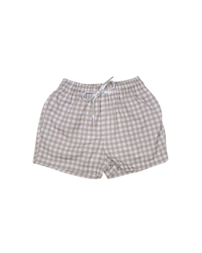 سروال سباحة ولادي منقوش بالGINGHAM بيج
