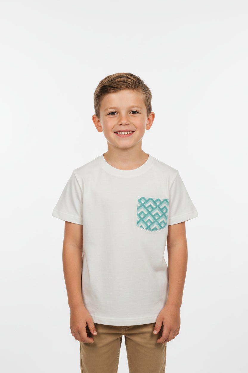 OFF WHITE SHORT SLEEVE RASHGUARD WITH POCKET CHEVRON GREEN