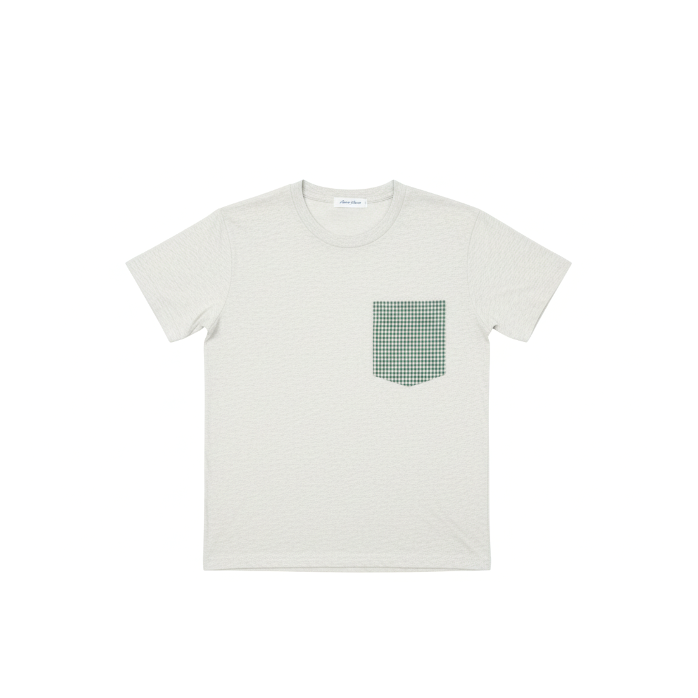 OFF WHITE SHORT SLEEVE RASHGUARD WITH POCKET GREEN GINGHAM