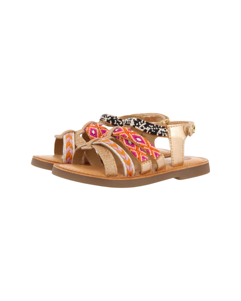 Caucaia Girls Leather Sandals With Thin Multicoloured Straps image 0