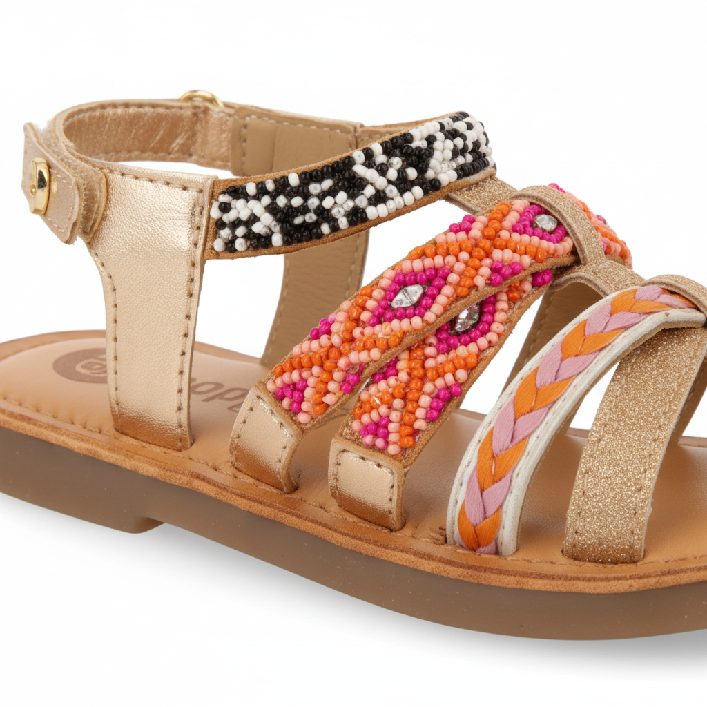 Caucaia Girls Leather Sandals With Multi Straps