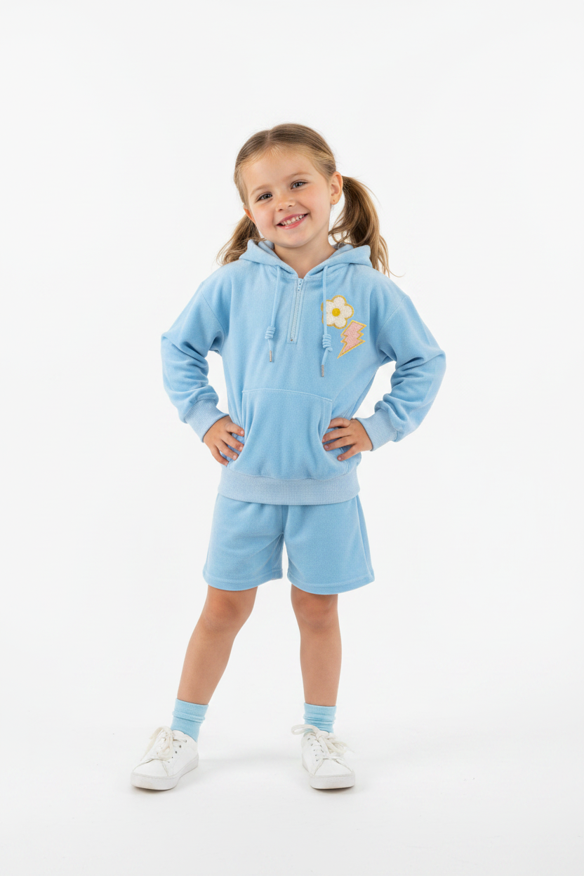 Velour Patch Short Set