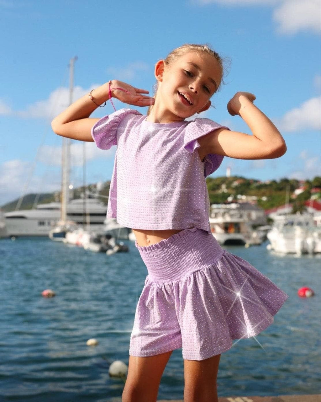 Lavender Crystal Ruffle Short Set   image 0