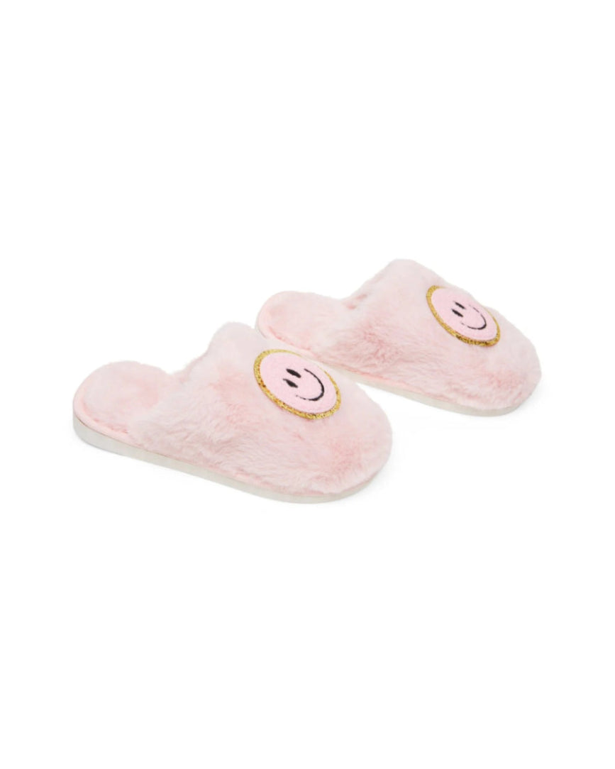Cali Smiley Face Fuzzy Slippers image 1
