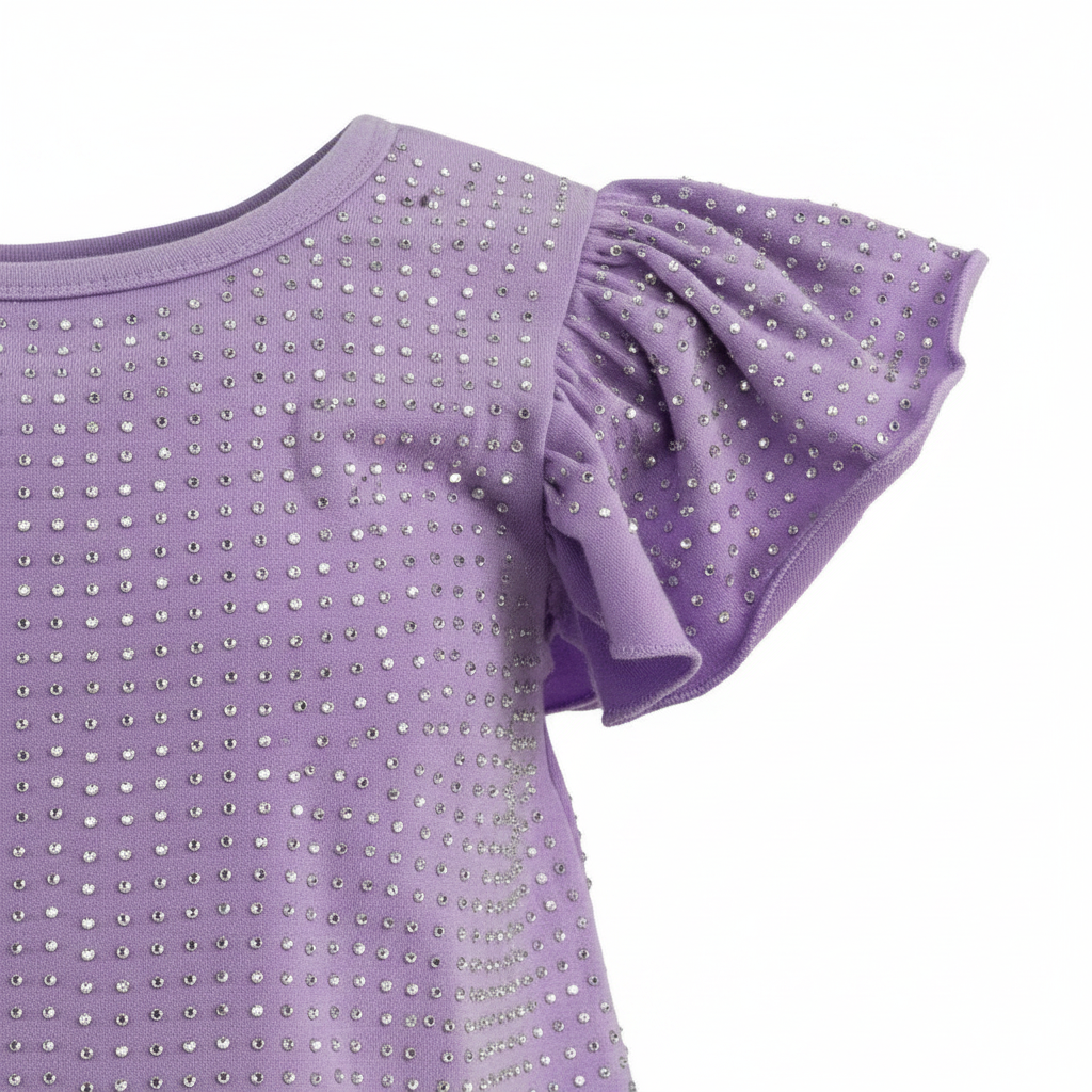 Lavender Crystal Ruffle Short Set