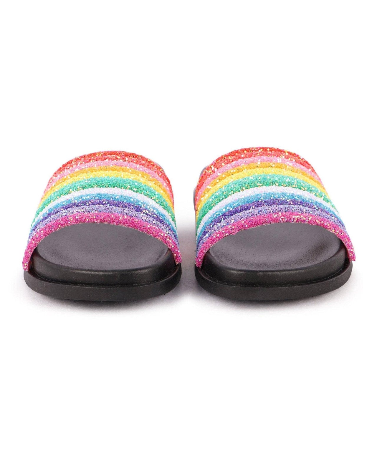 Black Glitter Rainbow Slides image 4