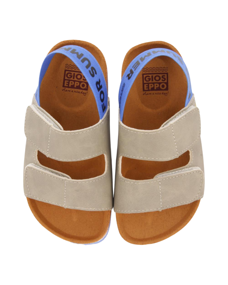 Courgis Boys Tan Footbed Sandals With Orange Details And Text image 5