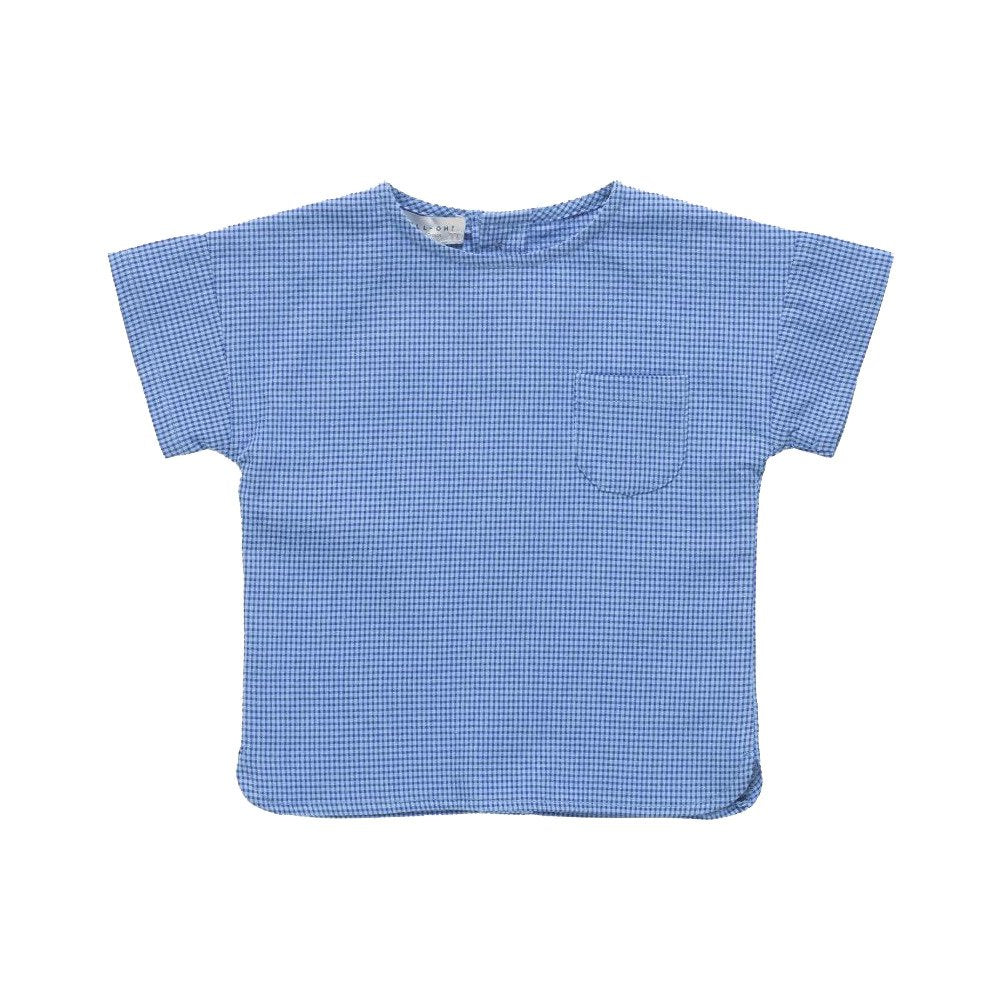 Pocket Blouse Jacquard Checked Royal Blue image 0