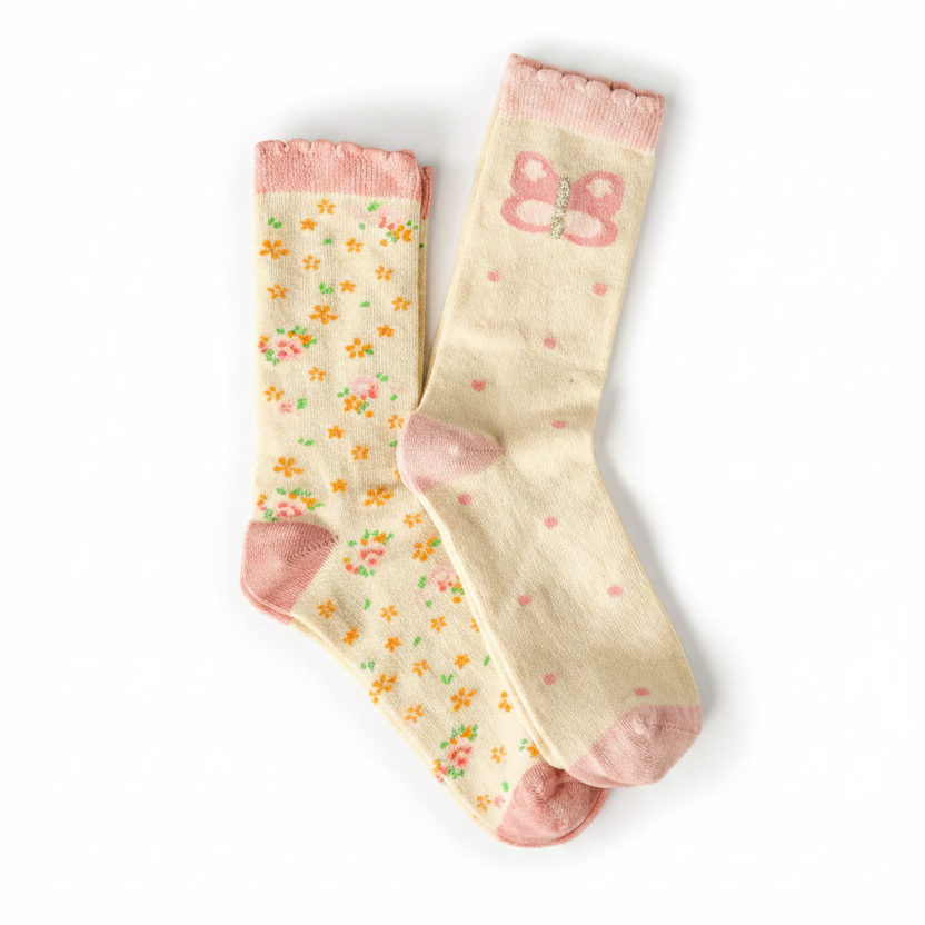 Tiny Blossom Butterfly 2 Pack Socks