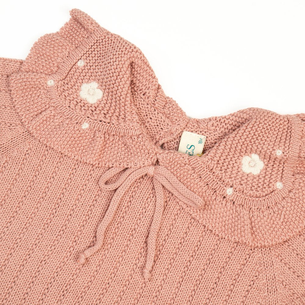 Dusty Pink Crochet Collar Romper image 1