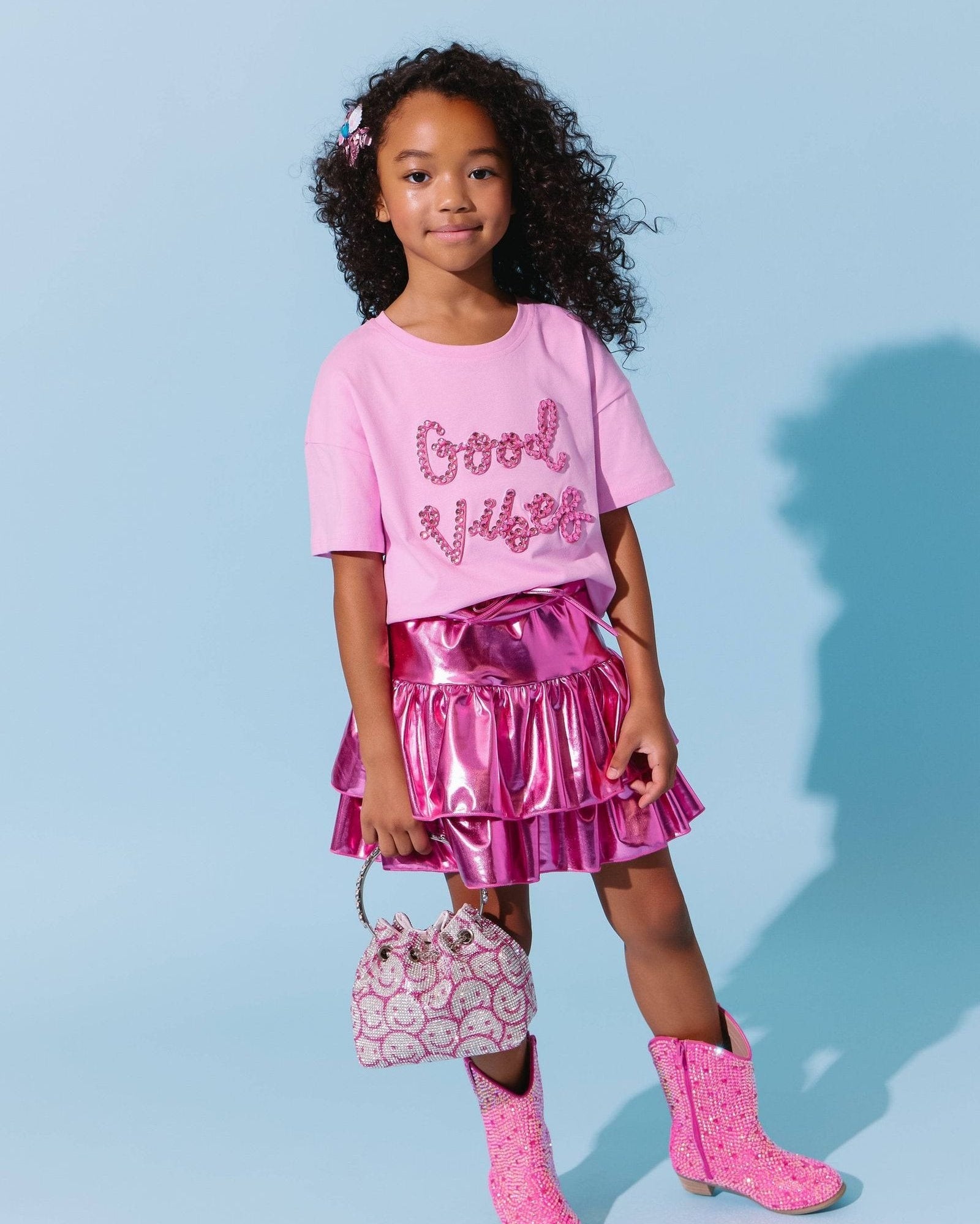 Pink Crystal Good Vibes T-shirt   image 1