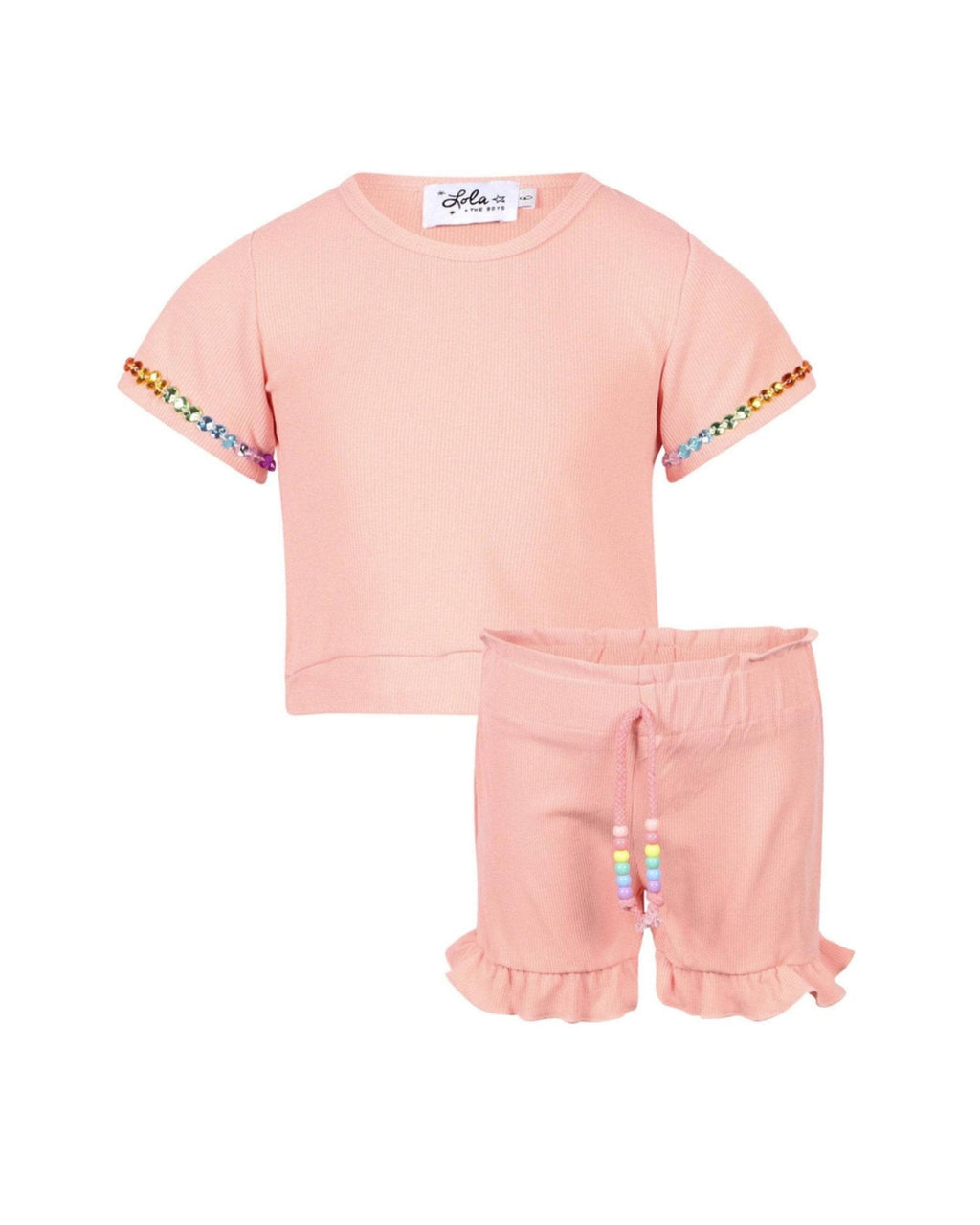 Peach Candy Beaded Short Set image 0