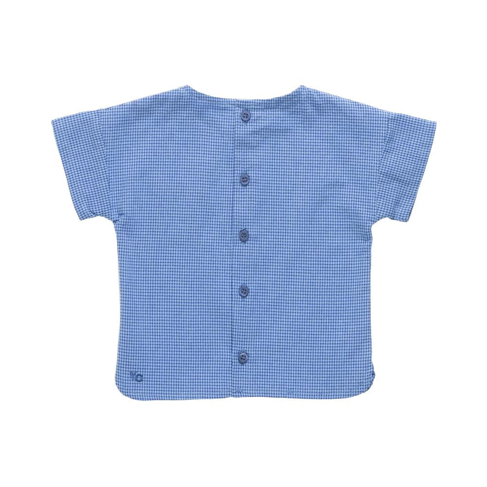 Pocket Blouse Jacquard Checked Royal Blue image 1