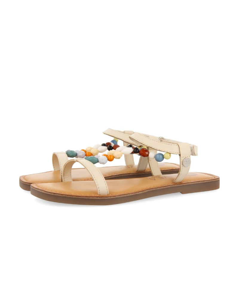 Croze Girls Decorated Off White Leather Sandals - Off White, 34 image