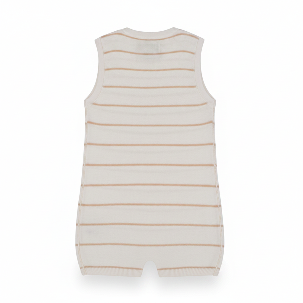 Beige Striped White Knit Playsuit