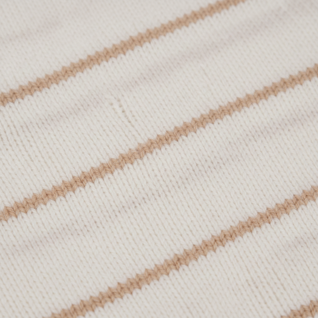 Beige Striped White Knit Playsuit