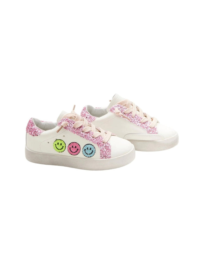 Charlotte Smiley Face Fuzzy Patch Sneakers image 0