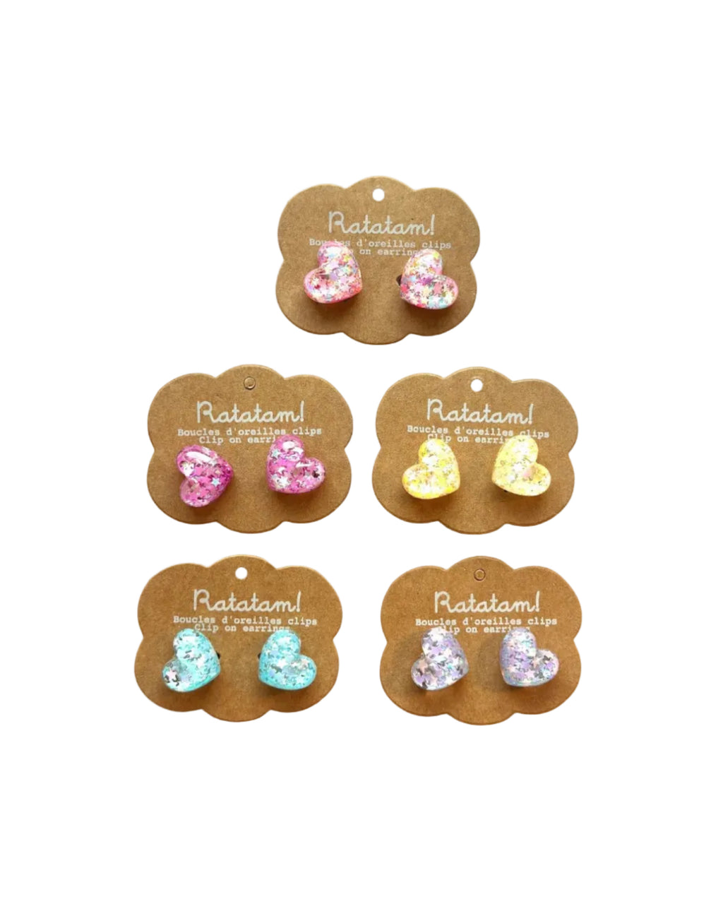 Set of 5 multicolor pairs of earrings HEARTS image 0