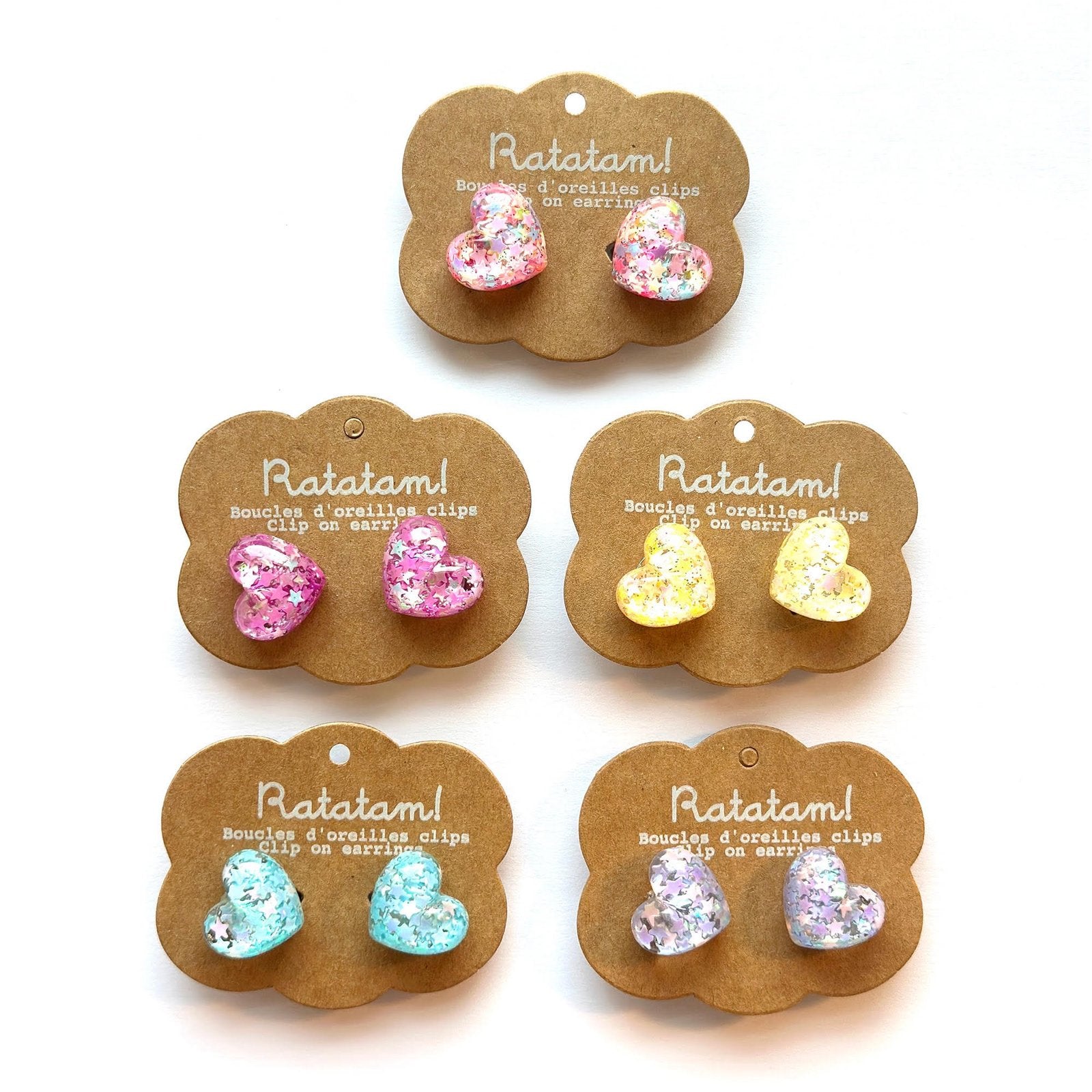 Set of 5 multicolor pairs of earrings HEARTS image 0