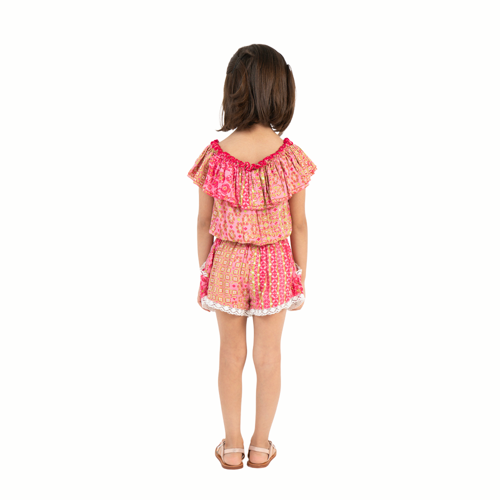 Short Jumpsuit Bella V Kids Pink Verti Batik image 1