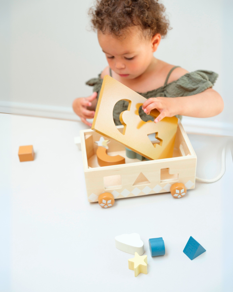 Shape Sorter Pull Cart - Wood image 0