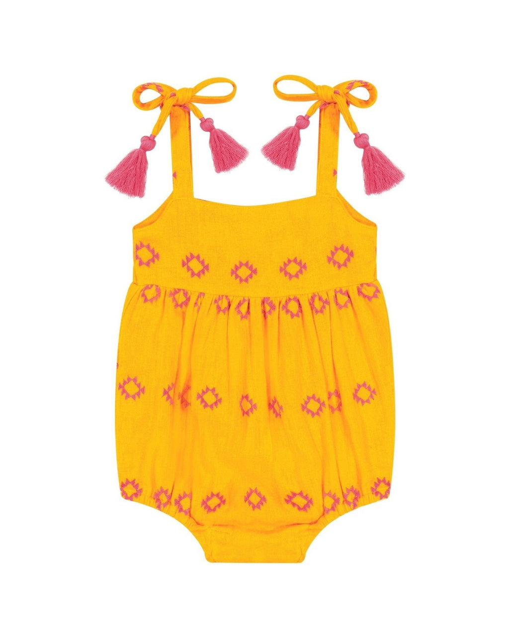 Zoe Shoulder Tie Baby Romper - Gold, 12 - 18 m image