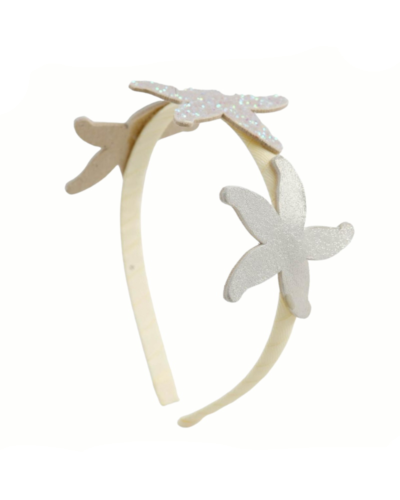 Ivory Headband For Girls With Three Starfish image 0