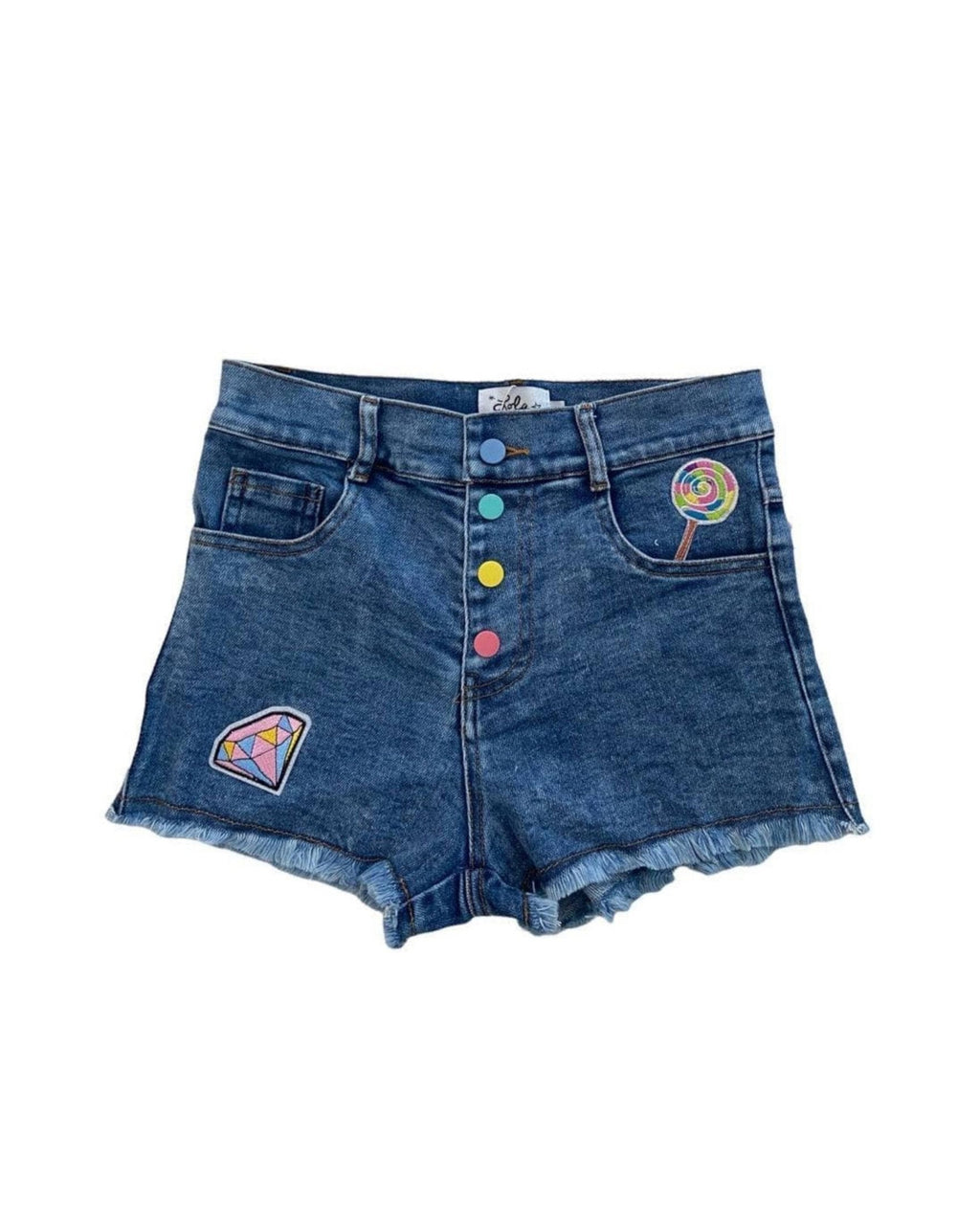 Rainbow Buttons Denim Shorts image 2