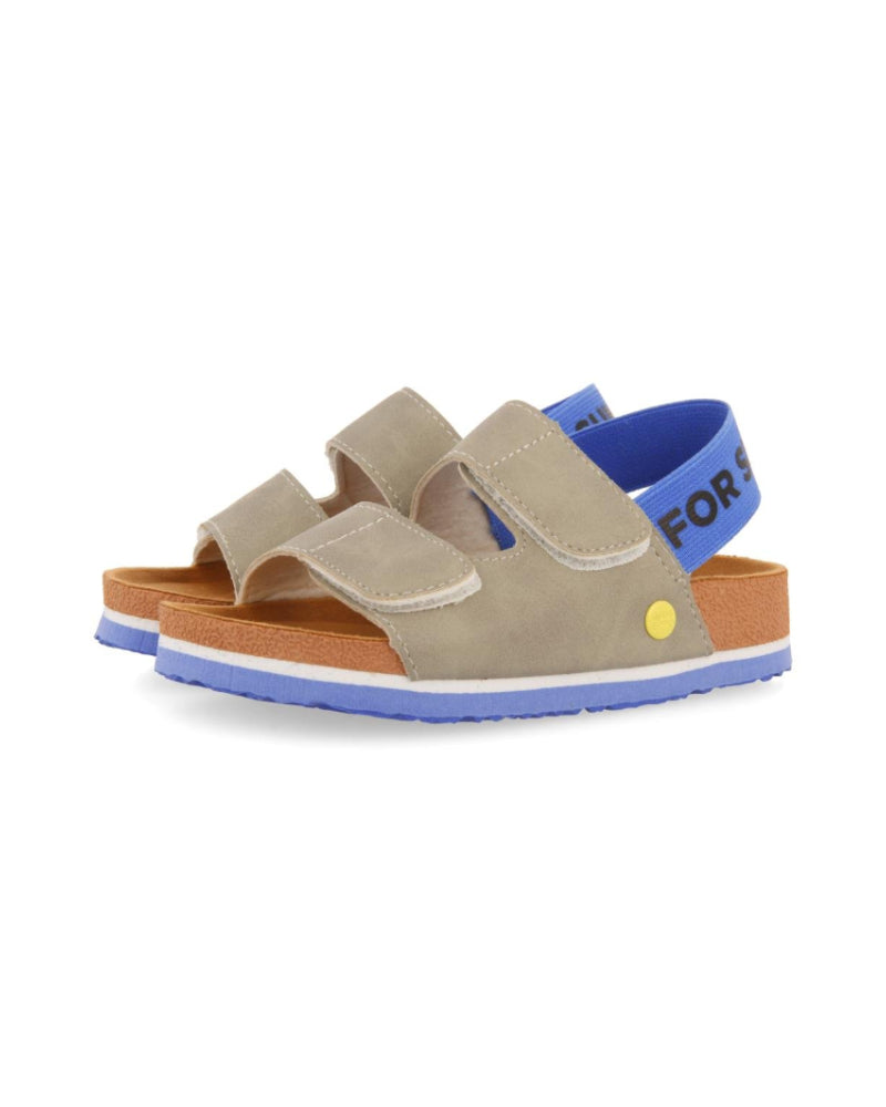 Courgis Boys Tan Footbed Sandals With Orange Details And Text - Grey, 33 image