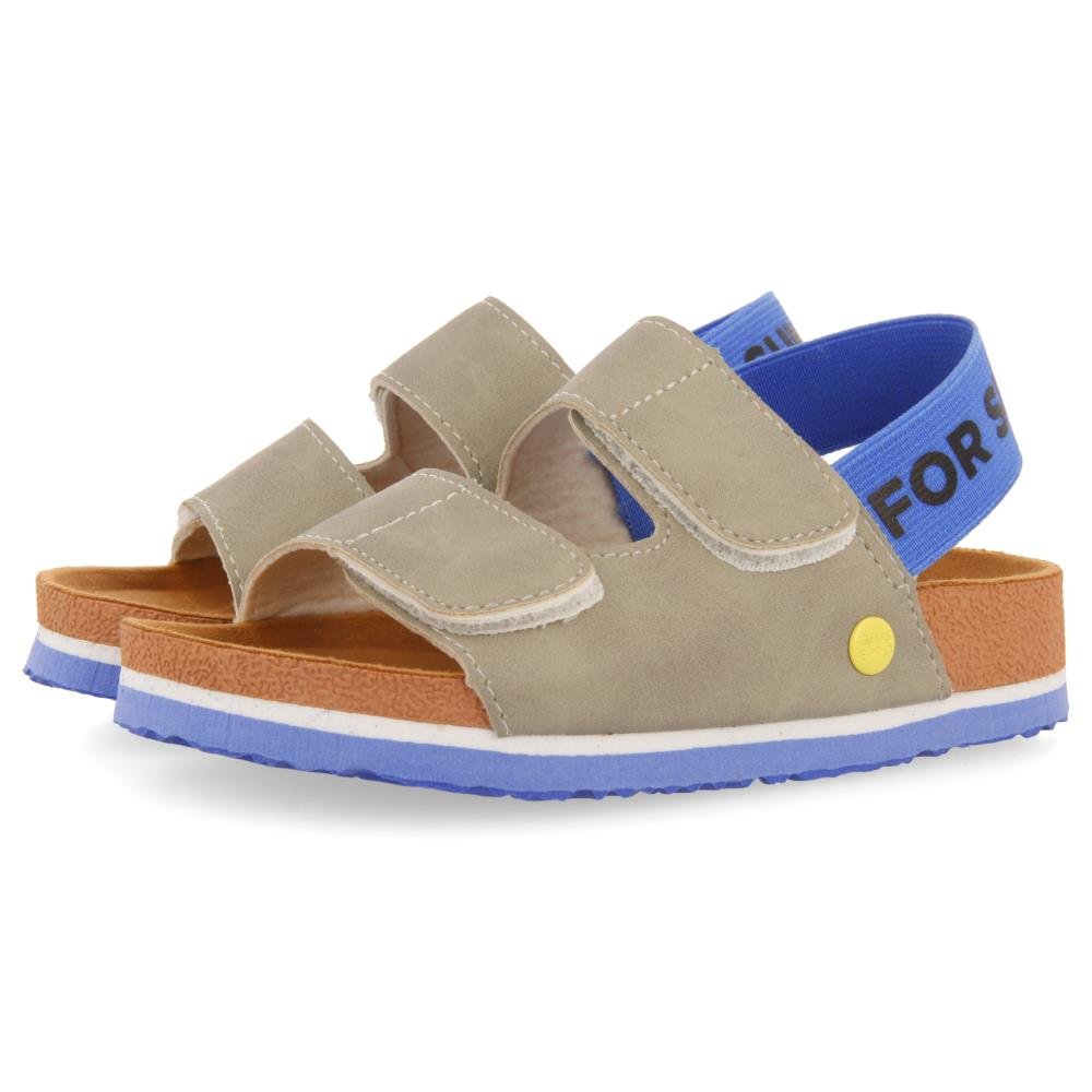Courgis Boys Tan Footbed Sandals With Orange Details And Text - Grey, 33 image