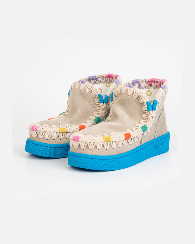 Summer Eskimo Sneaker Kid Multicolor Stitching - Turquoise, 31 image