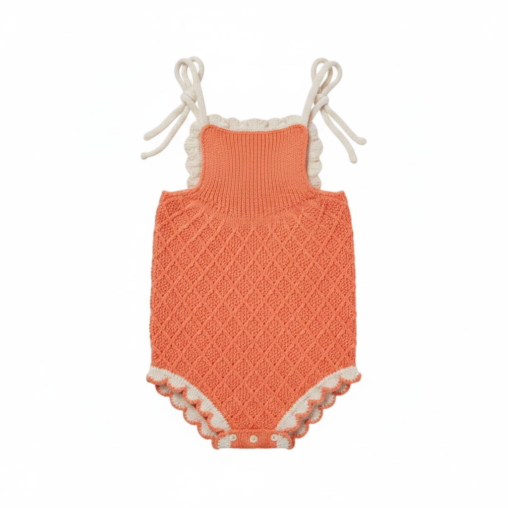 Coral Embroidered Romper