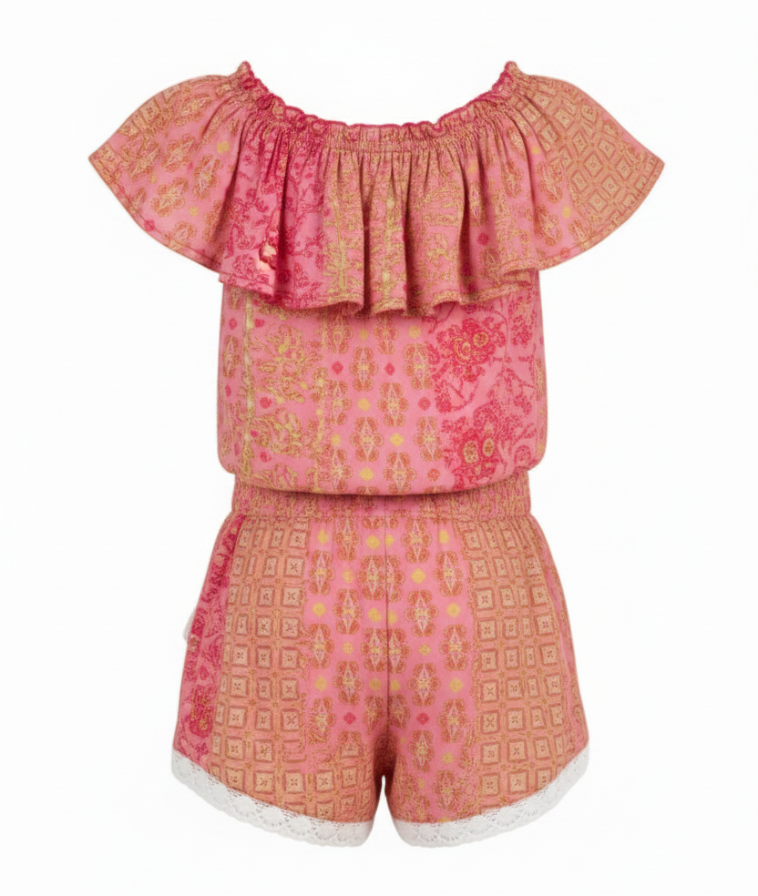 Short Jumpsuit Bella V Kids Pink Verti Batik