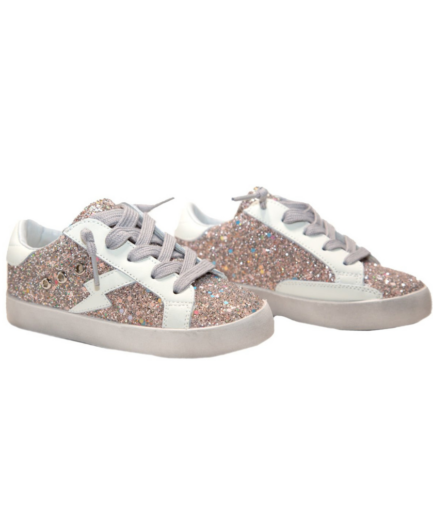 Ruby Rose Gold Glitter Lightning Bolt Sneakers