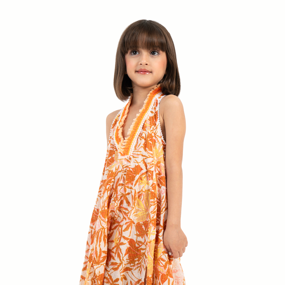 Long Dress Nava Ct Stripe Kids Gold Orchid-Orange-1
