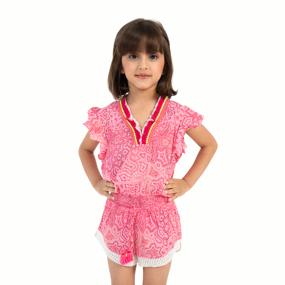 Short Jumpsuit Sasha V Kids Pink Kaktus-Pink-2