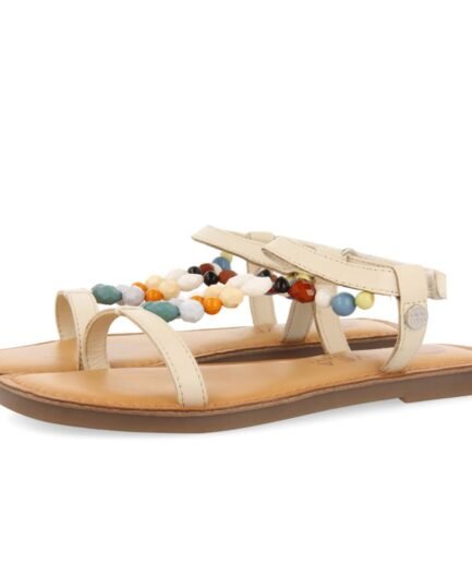 Croze Girls Decorated Off White Leather Sandals
