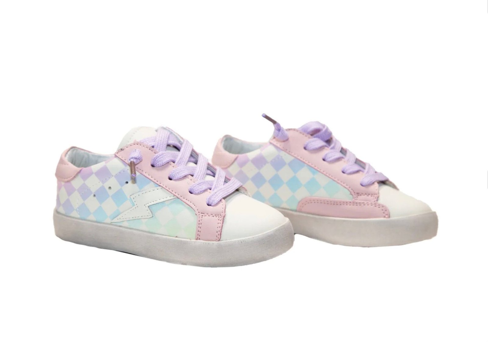 Stacy Pastel Checkered Lightning Bolt Sneakers