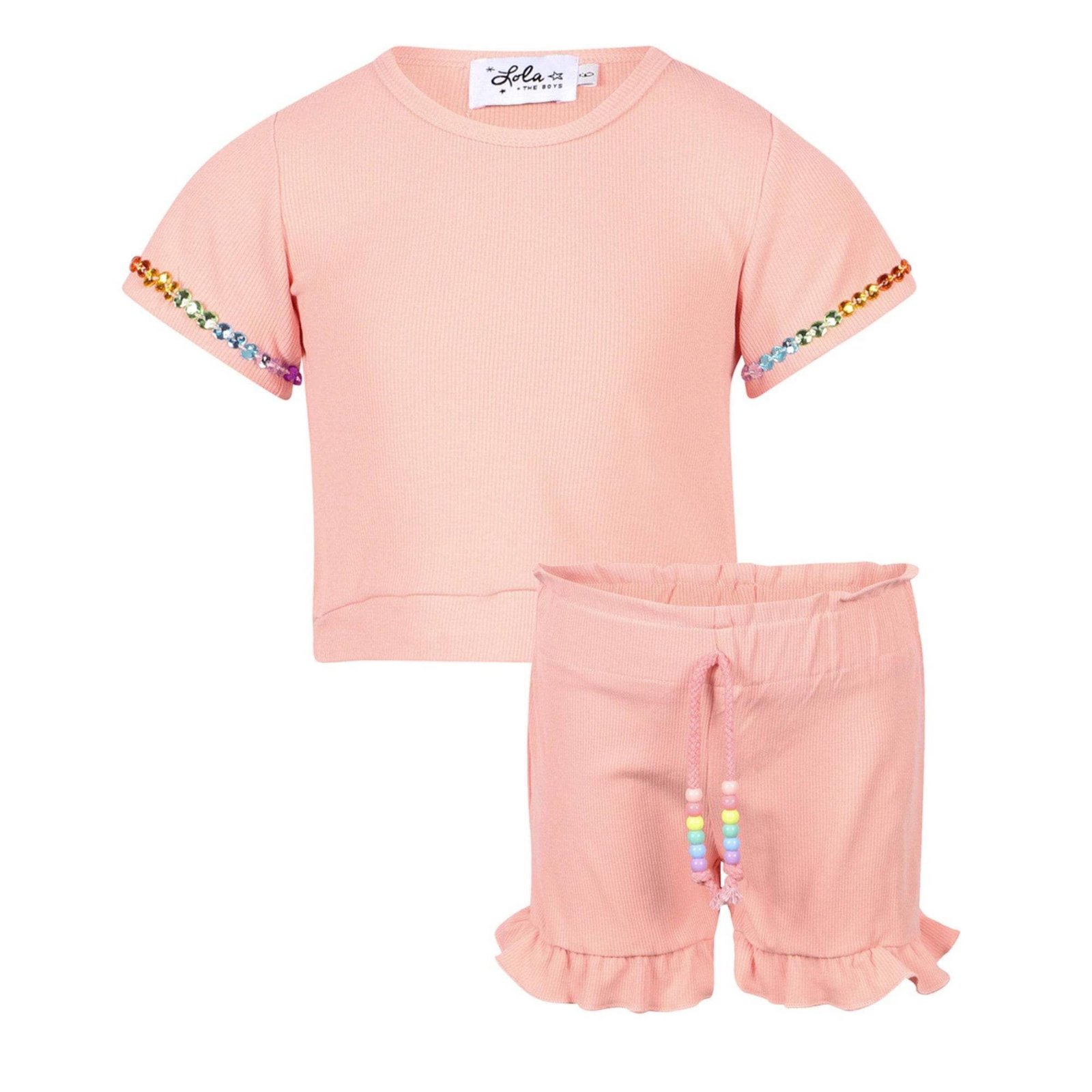 Peach Candy Beaded Short Set